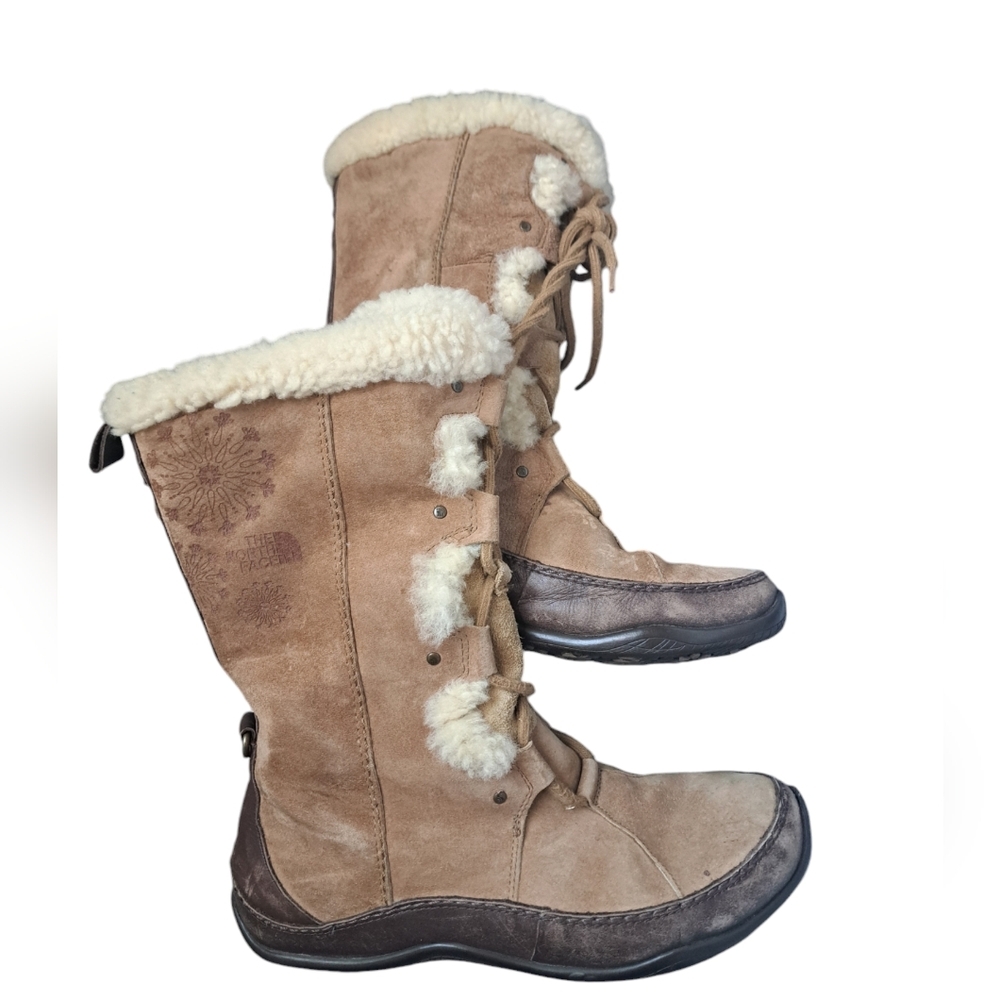 THE NORTH FACE Abby Apres snow winter boots shearling leather worn used 9.5